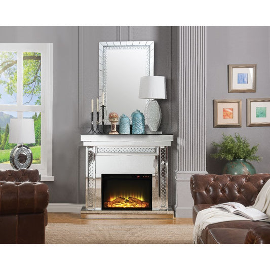 Nysa - 42" Fireplace - Mirrored & Faux Crystals