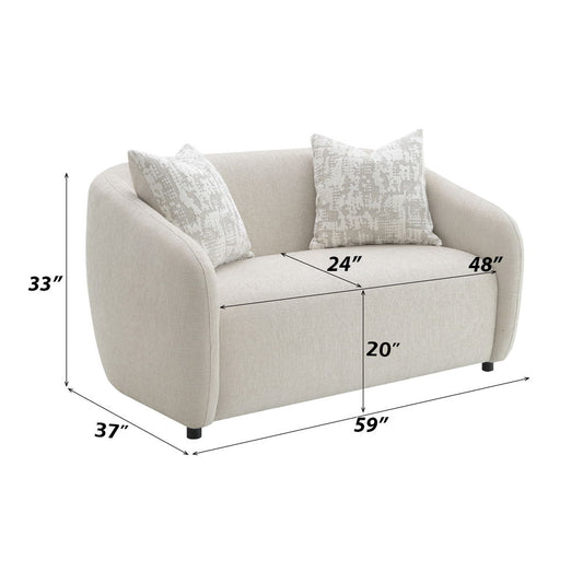 Etienne - Loveseat With 2 Pillows - Beige Linen