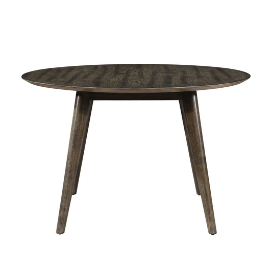Rex - 48" Round Dining Table & 4 Open Back Chairs - Walnut Brown
