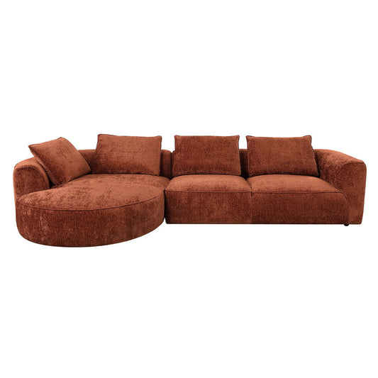 Aceso - Sectional Sofa With 4 Pillows - Rust Brown Chenille