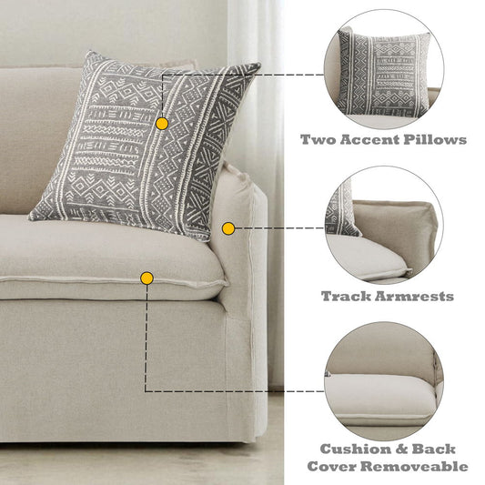 Upendo - Loveseat With 2 Pillows - Beige Linen