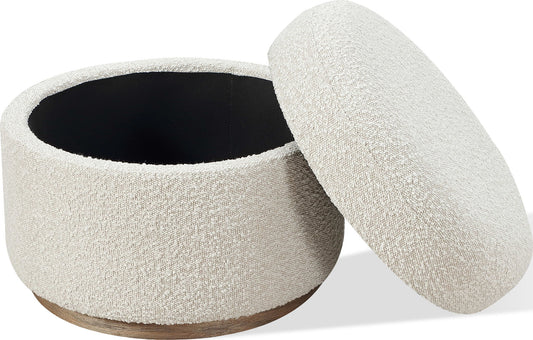Virgil Off-White - Upholstered Storage Ottoman - Ricotta Boucle (2026)