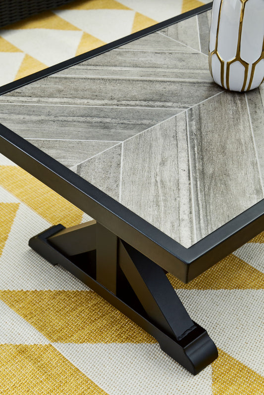 Beachcroft - Rectangular Cocktail Table - Black / Light Gray