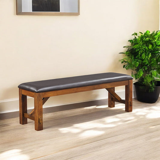 Apollo - Bench - Espresso Synthetic Leather & Walnut