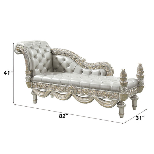 Sandoval - Bench - Beige Synthetic Leather & Champagne