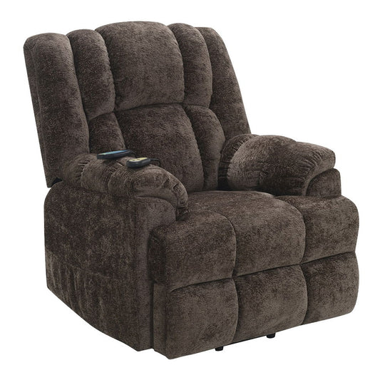 Pacay - Power Recliner With Lift, Heating & Massage - Brown Chenille