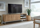 One - Coastal Modern TV Console - Brushed Stainless Steel And Bisque
