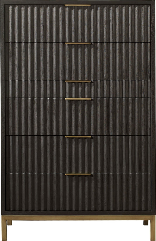 Kentfield - Solid Wood Six Drawer Chest - Black Drifted Oak (2024)