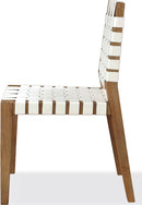 One - Woven Leather And Solid Wood Dining Side Chair (Set of 2) - White And Bisque