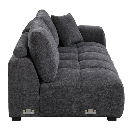 Chosen - Sectional Sofa With 6 Pillows - Gray Chenille