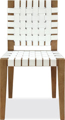 One - Woven Leather And Solid Wood Dining Side Chair (Set of 2) - White And Bisque