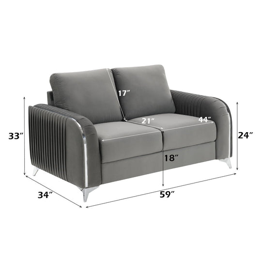 Wenona - Loveseat - Gray Velvet