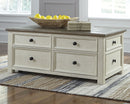 Bolanburg - Lift Top Cocktail Table - White / Brown / Beige