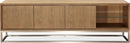 One - Coastal Modern TV Console - Brushed Stainless Steel And Bisque