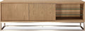 One - Coastal Modern TV Console - Brushed Stainless Steel And Bisque