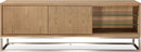 One - Coastal Modern TV Console - Brushed Stainless Steel And Bisque