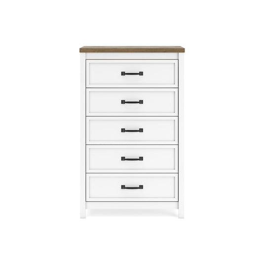Kerisden - Five Drawer Chest - White / Brown