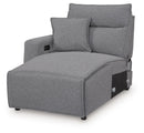 Modmax II - 8-Piece Power Reclining Sectional With LAF Press Back Power Chaise And Console - Salt And Pepper