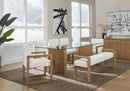 One - Modern Coastal Sled Leg Upholstered Dining Bench - White Pearl And Bisque