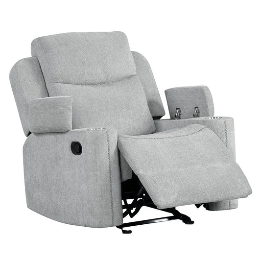 Galya - Motion Glider Recliner - Light Gray Chenille
