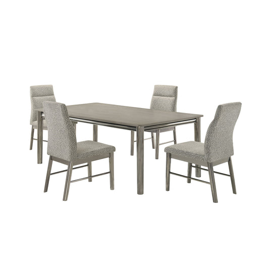 Lennox - 5 Piece Dining Room Set (Dining Table With 4 Chairs) - Gray / Silver