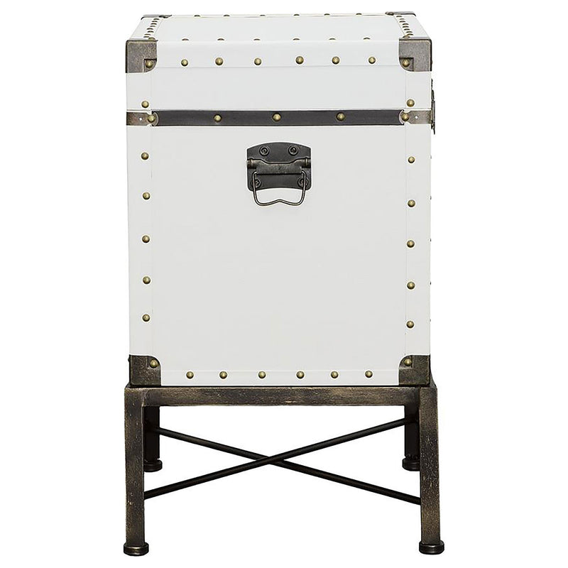 Coaster Furniture Nancy 902819 Upholstered Vintage Side Table Storage Trunk - White IMAGE 6