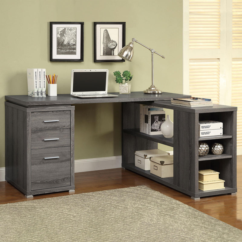Coaster Furniture Yvette 800518 60-inch 3-Drawer L-Shape Computer Desk - Weathered Grey IMAGE 9