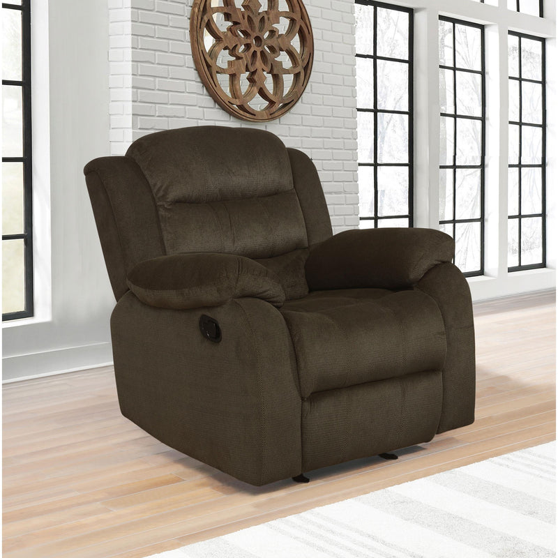 Coaster Furniture Rodman 601883 Upholstered Padded Arm Glider Recliner - Olive Brown IMAGE 4