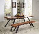 Reese - Live Edge Solid Wood Metal Leg Dining Bench - Natural Acacia