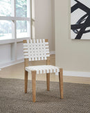 One - Woven Leather And Solid Wood Dining Side Chair (Set of 2) - White And Bisque