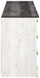 Shawburn - Six Drawer Dresser - Pewter-tone pulls - White / Black / Gray
