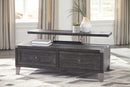 Todoe - Lift Top Cocktail Table - Dark Gray