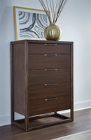 Sol - Five Drawer Acacia Wood Chest - Brown Spice