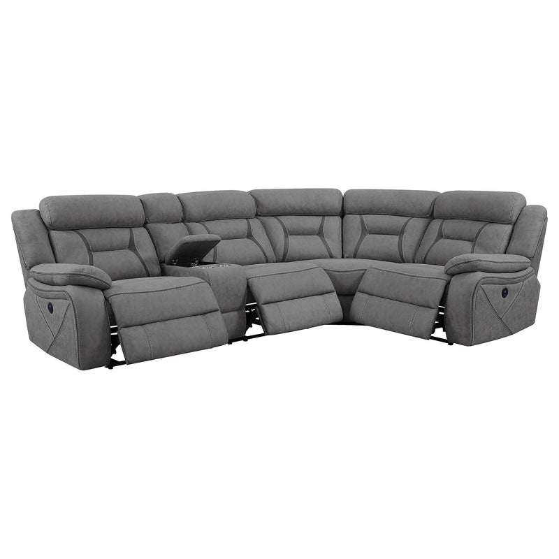 Coaster Furniture Higgins Power Reclining Leather Look 4 pc Sectional 600370 IMAGE 2