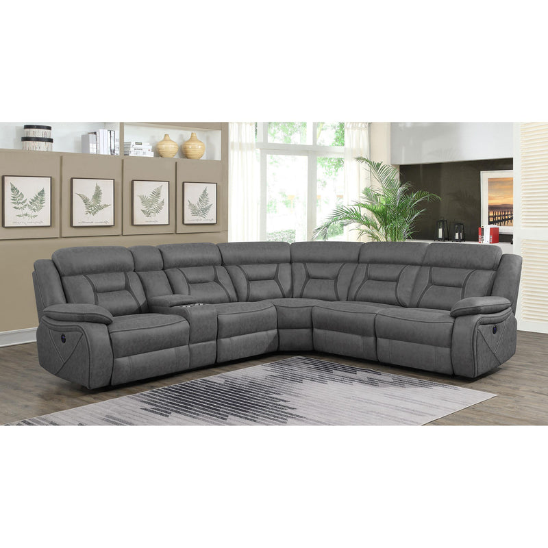 Coaster Furniture Higgins Power Reclining Leather Look 4 pc Sectional 600370 IMAGE 6