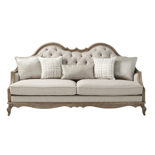Chelmsford - Sofa With 5 Pillows - Beige Fabric & Antique Taupe