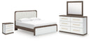 Kendanport - 4 Pc. - King Platform Bed, Dresser, Mirror And Nightstand - Brown / White
