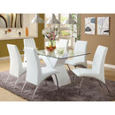  Furniture of America Wailoa Dining Table with Glass Top and Pedestal Base CM8370WH-T-TABLE IMAGE 3