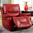  Furniture of America Newburg Glider Leather Look Recliner CM6814RD-CH IMAGE 1