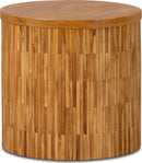 One - Wood Tile Round End Table - Solid Teak