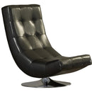  Furniture of America Trinidad Swivel Leather Look Accent Chair CM-AC6912BK IMAGE 5