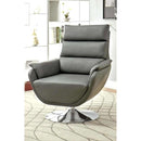  Furniture of America Kulm Swivel Leather Look Accent Chair CM-AC6111GY IMAGE 2