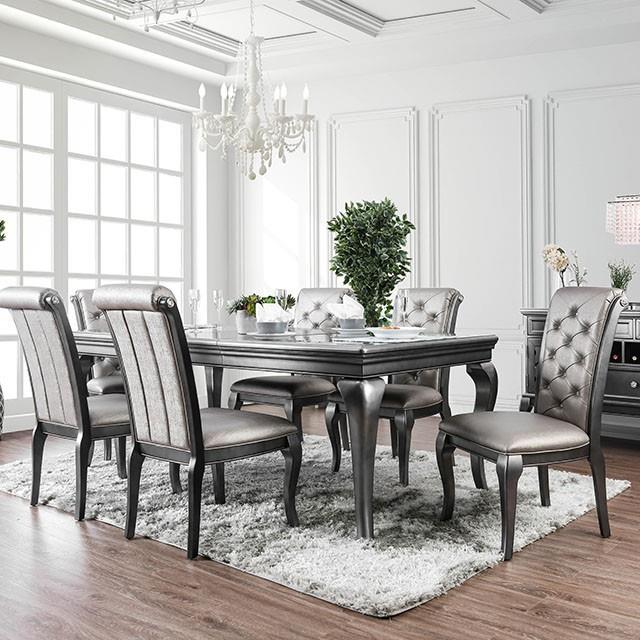 Furniture of America Amina Dining Table with Glass Top CM3219GY-T IMAGE 5