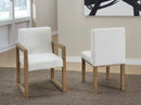 One - Modern Coastal Sled Leg Upholstered Dining Arm Chair (Set of 2) - White Pearl And Bisque