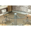  Furniture of America Round Helene Adjustable Height Dining Table with Glass Top and Pedestal Base CM3378RT-TABLE IMAGE 3