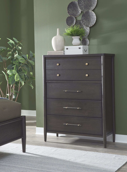 Rockport - Five Drawer Oak Wood Chest - Yin
