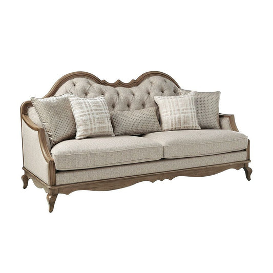 Chelmsford - Sofa With 5 Pillows - Beige Fabric & Antique Taupe