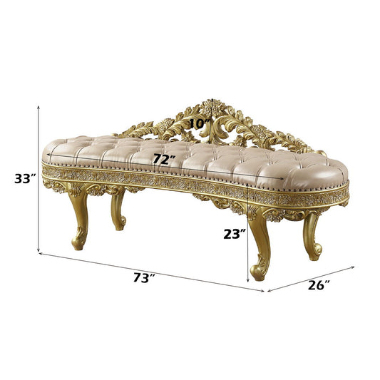 Cabriole - Bench - Light Gold Synthetic Leather & Gold
