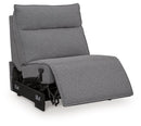 Modmax II - 8-Piece Power Reclining Sectional With LAF Press Back Power Chaise And Console - Salt And Pepper