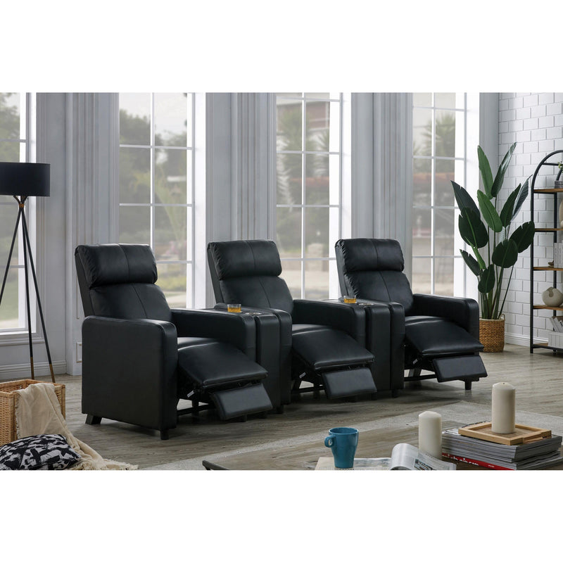 Coaster Furniture Toohey Leather Look Reclining Home Theater Seating with Wall Hugger 600181-S3A IMAGE 3